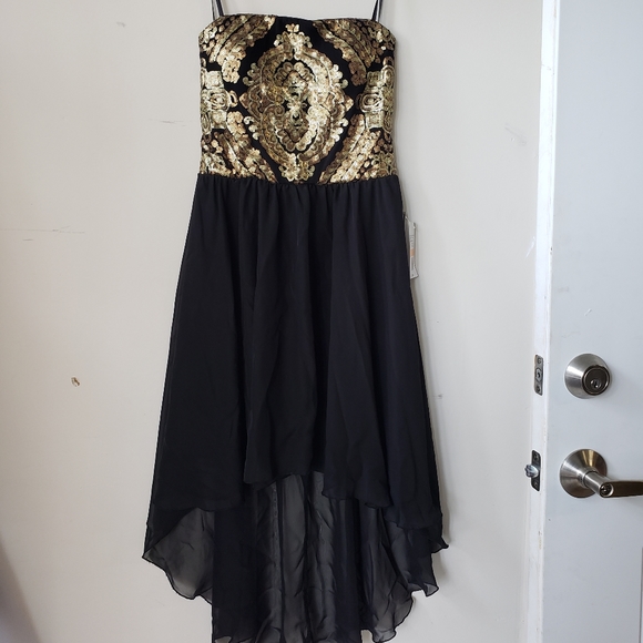 As U Wish | Dresses | High Low Simple Gold And Black Dress | Poshmark